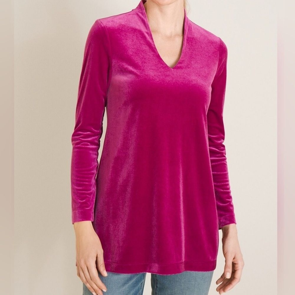 Chico's Vibrant Pink Velvet Tunic Size L